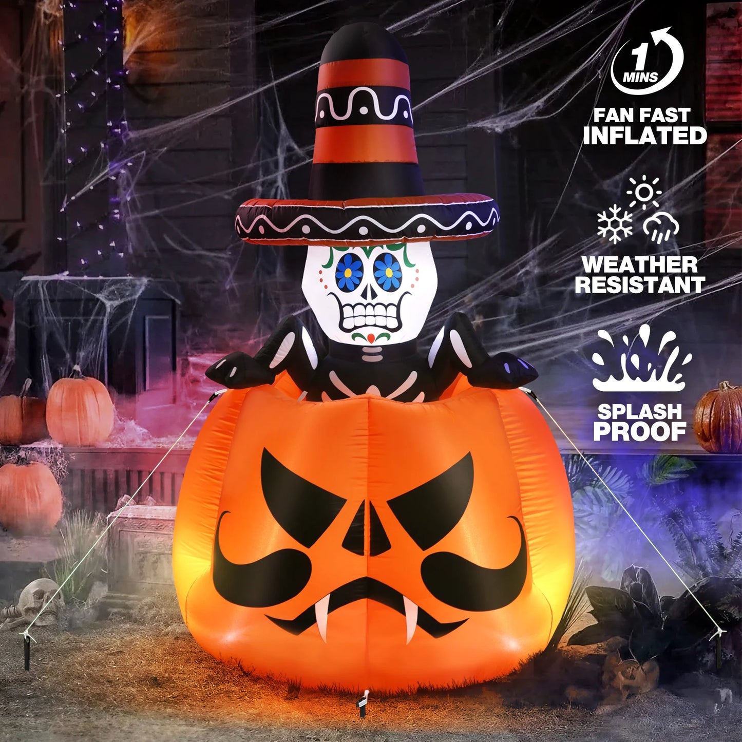 6FT Halloween Inflatables Pumpkin, Halloween Yard Inflatables Blow up Inflatables for Outdoor Indoor Garden Lawn, Halloween Decorations Outdoor