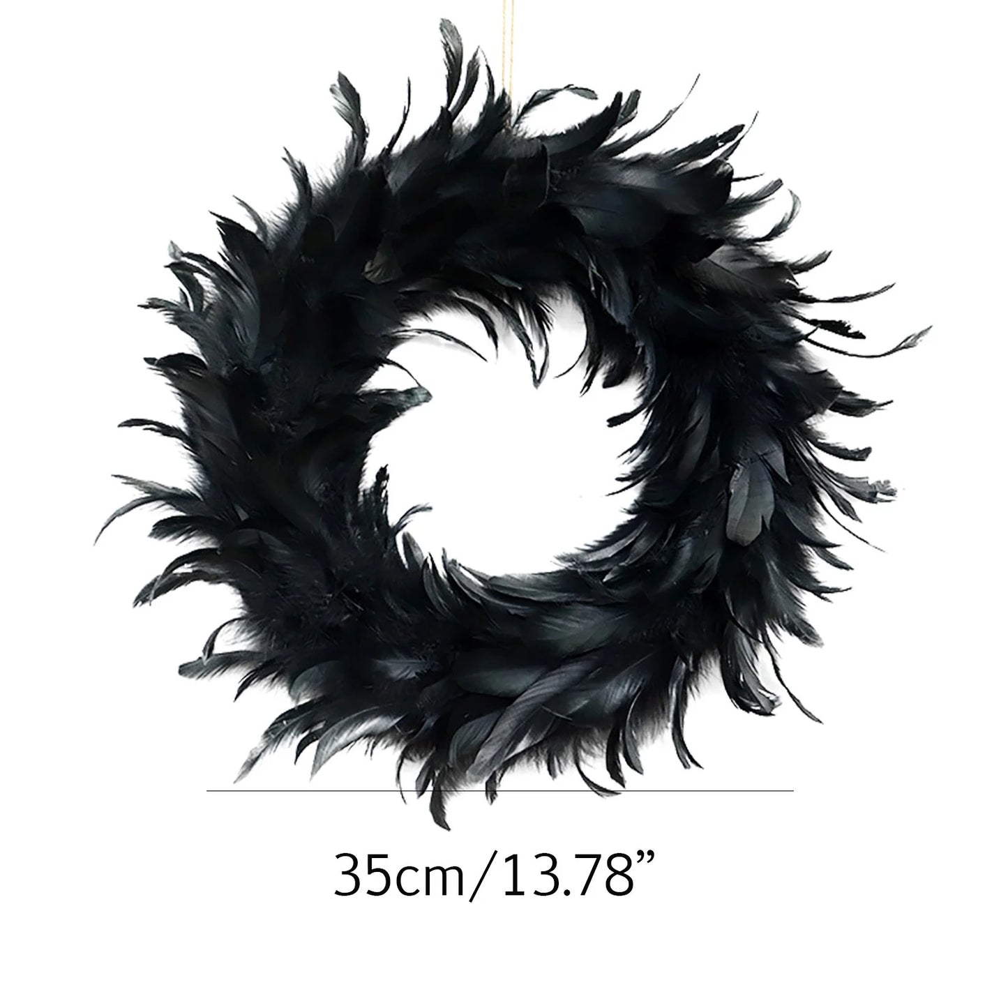 Halloween Door Wreath Black Feather Flower Wreath Wall Door Hanging Festival Party Decor Halloween Decorations