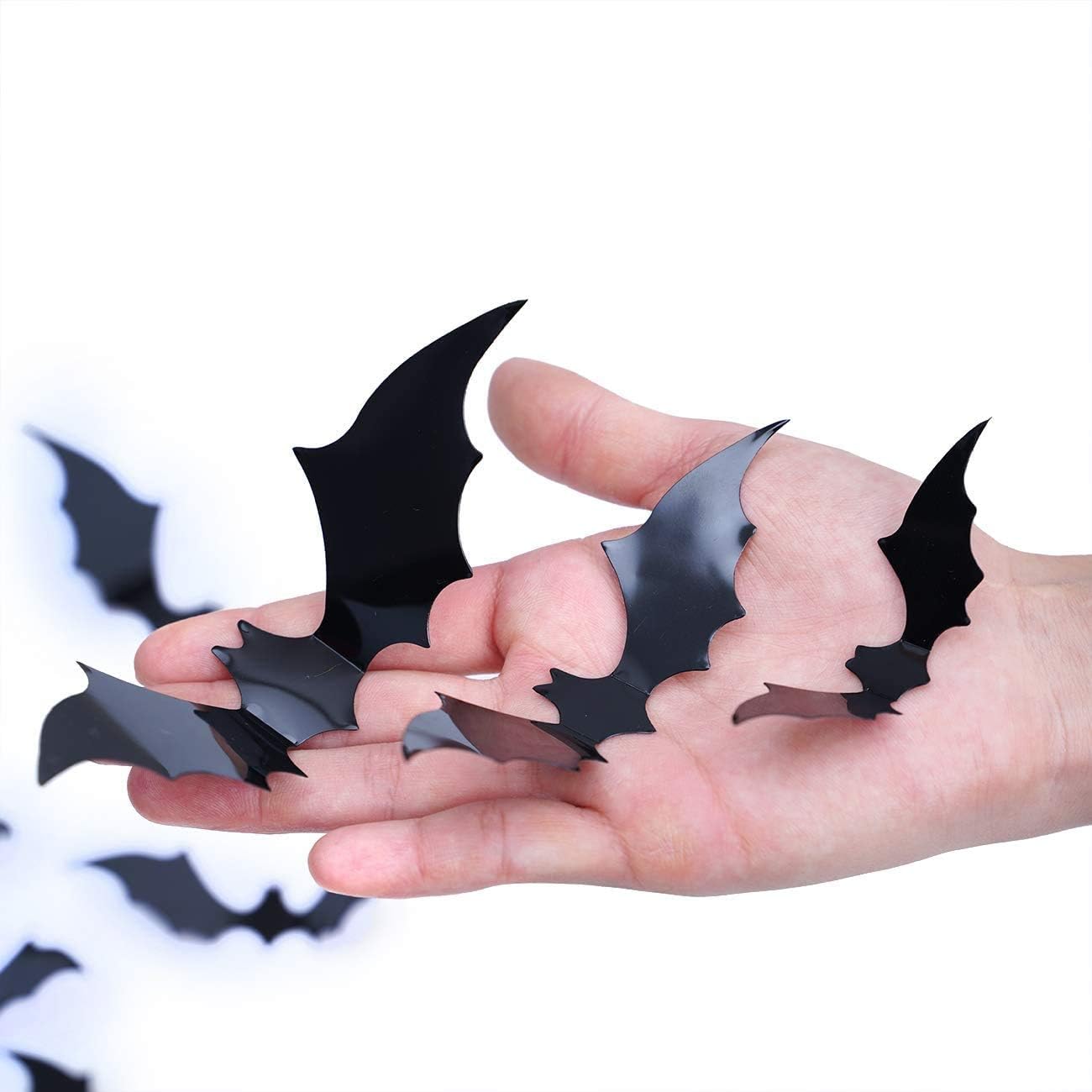 Bats Wall Decor,120 Pcs 3D Bat Halloween Decoration Stickers for Home Decor 4 Size Waterproof Black Spooky Bats for Room Décor