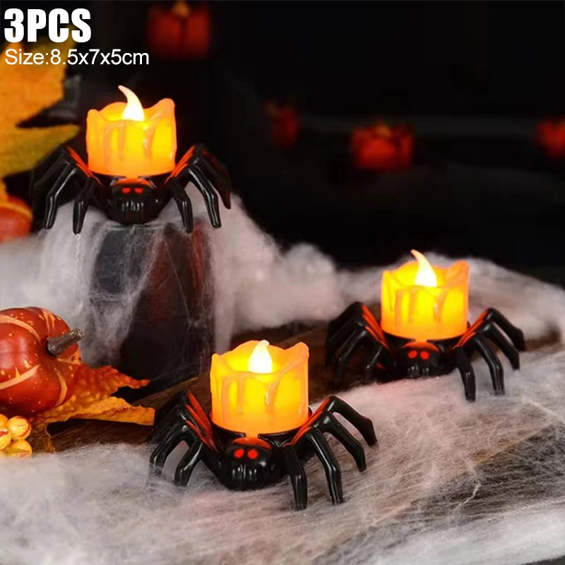 Halloween Led Glow Ghost Tree Light Home Decoration Spider Pumpkin Candle Lamp Haunted House Horror Props Halloween Party Supply