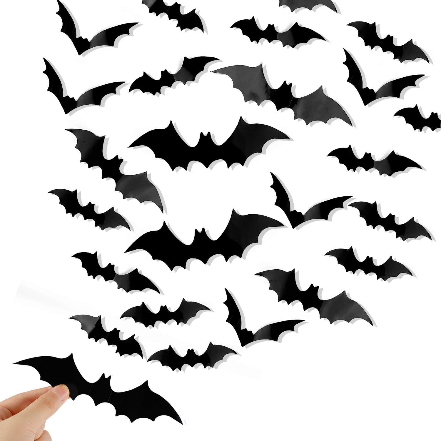 Bats Wall Decor,120 Pcs 3D Bat Halloween Decoration Stickers for Home Decor 4 Size Waterproof Black Spooky Bats for Room Décor