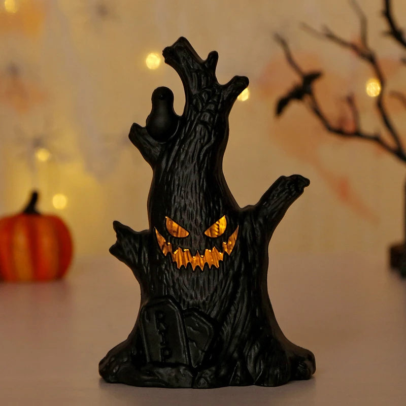 Halloween Led Glow Ghost Tree Light Home Decoration Spider Pumpkin Candle Lamp Haunted House Horror Props Halloween Party Supply