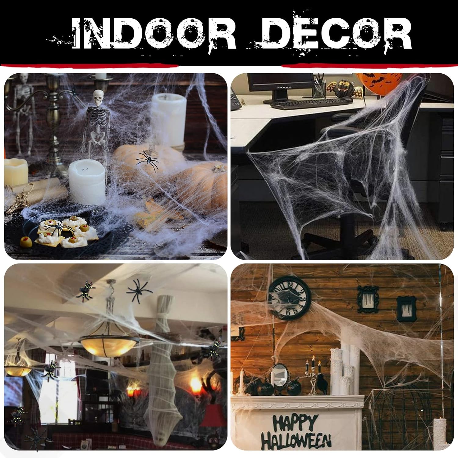 1400 Sqft Halloween Spider Webs Decorations with 150 Extra Fake Spiders, Super Stretchy Cobwebs for Halloween Decor Indoor and Outdoor