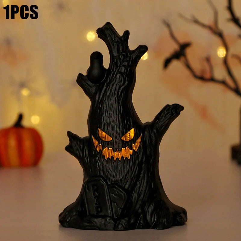 Halloween Led Glow Ghost Tree Light Home Decoration Spider Pumpkin Candle Lamp Haunted House Horror Props Halloween Party Supply