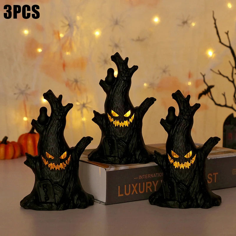 Halloween Led Glow Ghost Tree Light Home Decoration Spider Pumpkin Candle Lamp Haunted House Horror Props Halloween Party Supply